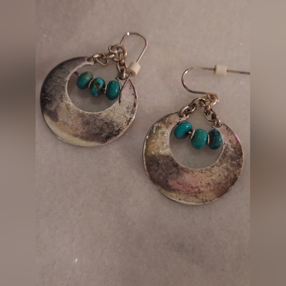 VINTAGE SIGNED MB SF  Marjorie Baer TURQUOISE EARRINGS